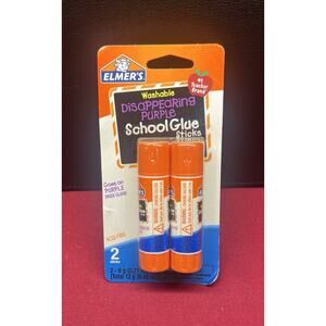 Disappearing Purple School Glue Sticks, Washable, 2 Count
